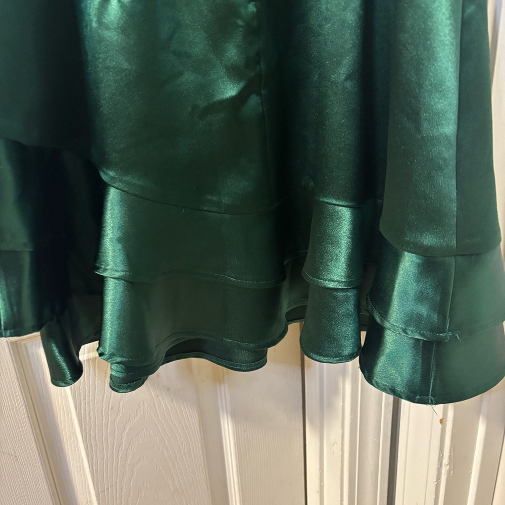 Speechless Y2K Hunter Green Coquette Satin Mini Babydoll Sleeveless Dress Z 13 - Picture 7 of 16